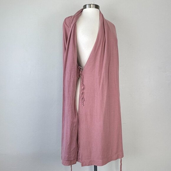 Athleta Robe Women L Wind Down Sleep Robe Dusty Pink Waffle Knit Thermal Pockets - Picture 9 of 15